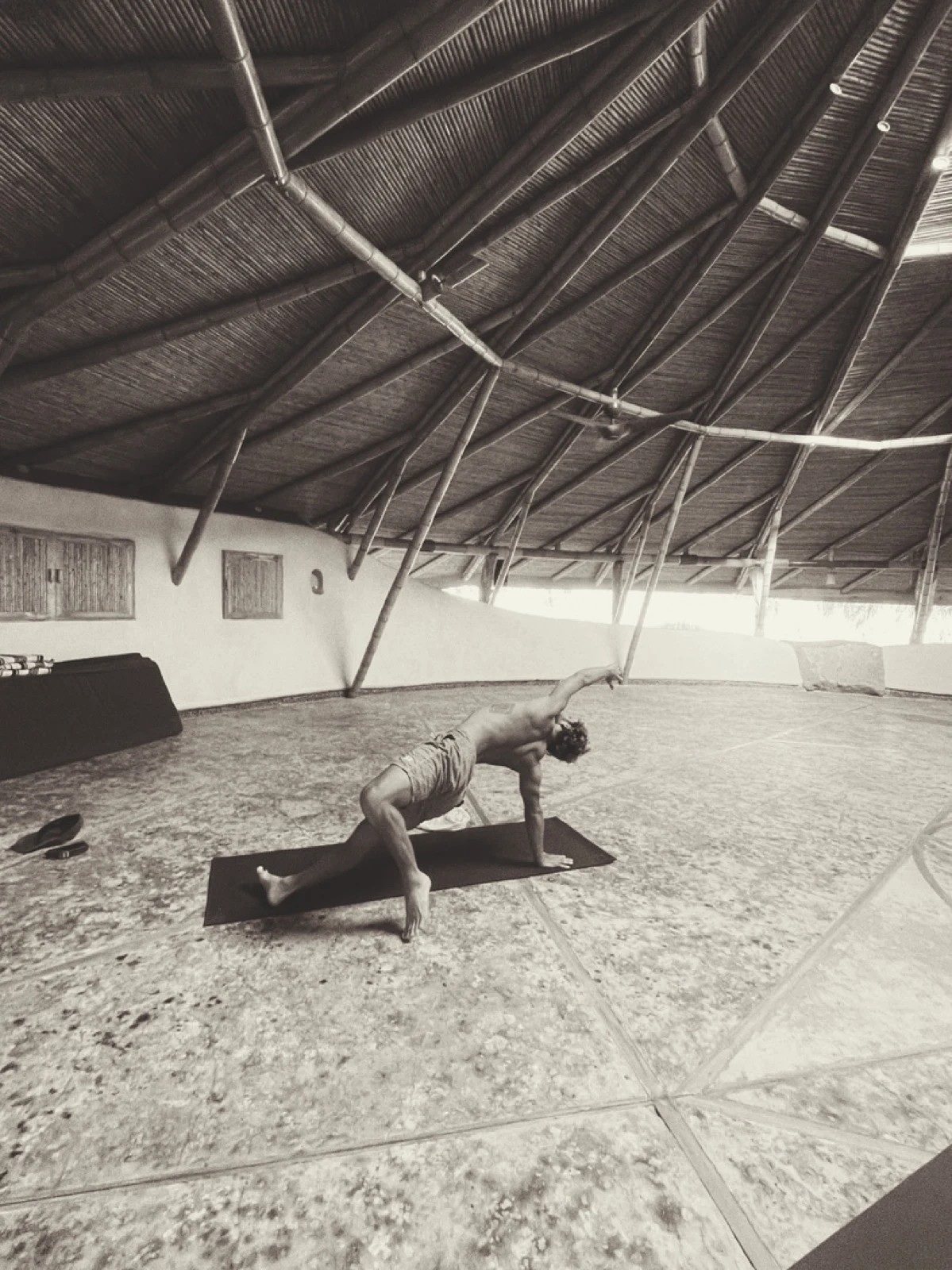 Person practicing yoga in an open space