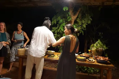 Shared dinner at night at Tierramor